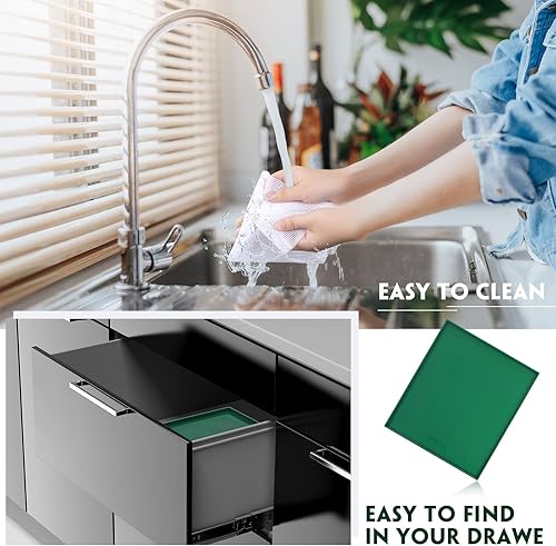 Vista 5 de Thenshop 8 bandejas deshidratadoras de silicona con borde y 10 alfombrillas deshidratadoras de malla, antiadherentes, reutilizables, de cuero, Verde