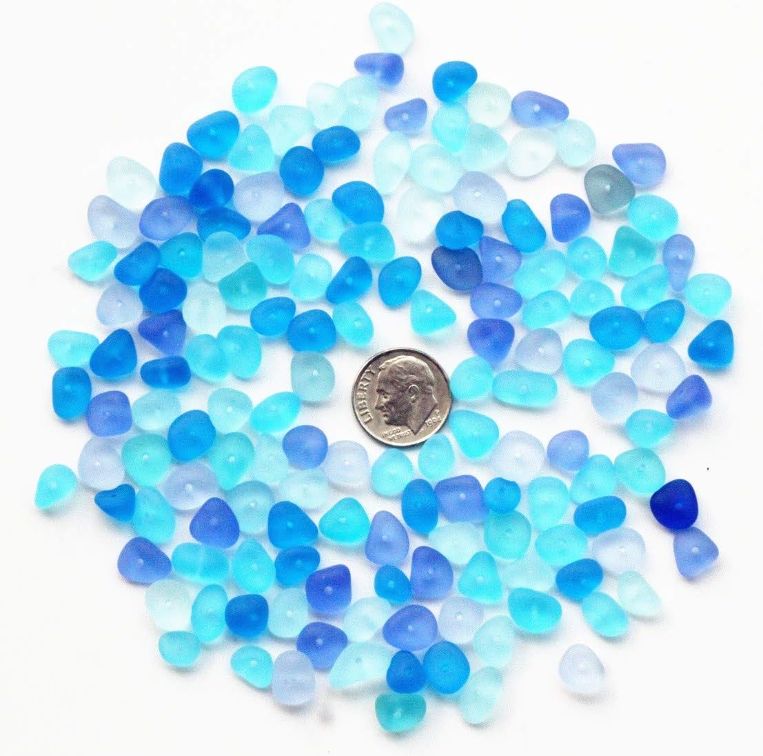 Lilyhandmade 30 Piece Blue Aqua Cobalt Center Drilled Sea
