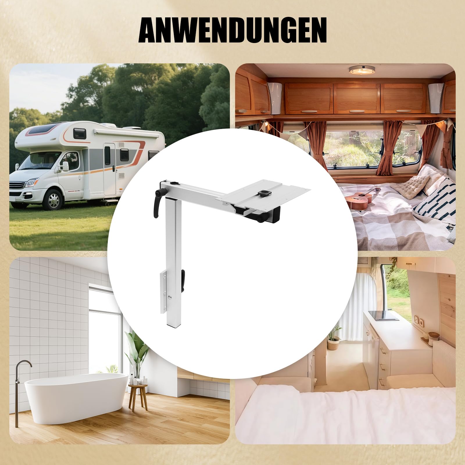 Abnehmbare Tischbeine, 360° Drehbare Tischbeine Tischfuß Tischhalterung Tischgestell RV Wohnmobil, Höhenverstellbar Schwenktisch Abnehmbares Tischbeinsystem