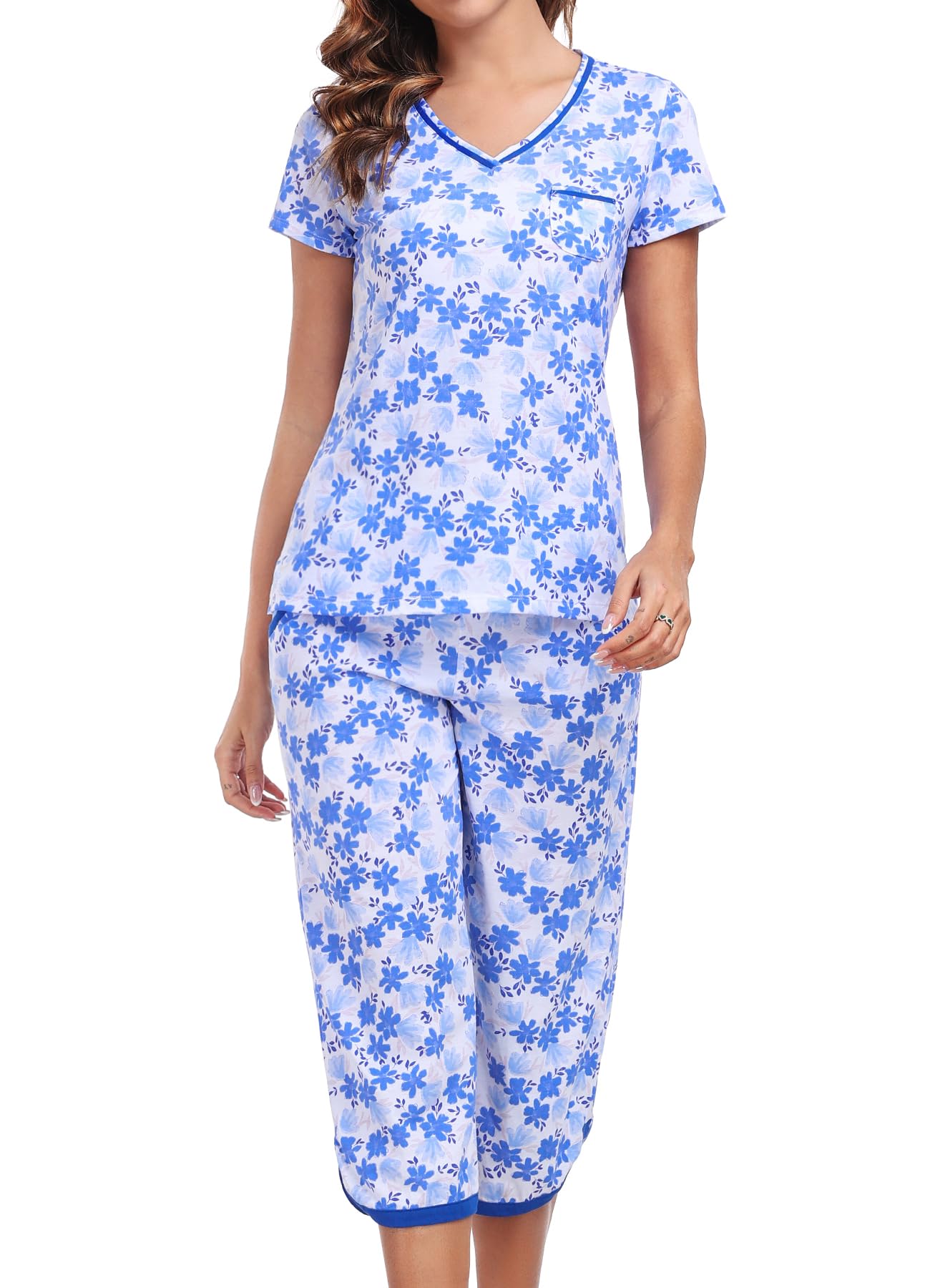 IZZY + TOBY Women's Sleepwear Tops With Capri Pants Pajama Sets