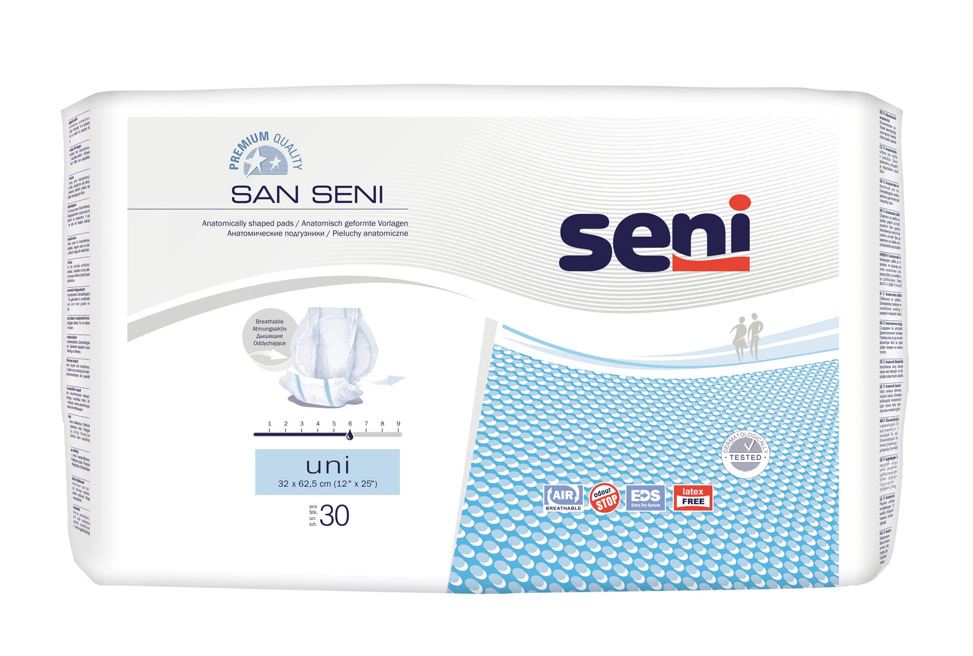 San Seni Uni - Compresas para incontinencia grave (4 paquetes de 30 unidades)