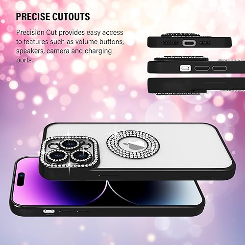 Miniatura 8 de Losin Funda compatible con iPhone 15 Pro Max con purpurina y vista de logotipo para mujeres y niñas, funda de lujo con diamantes de imitación, funda