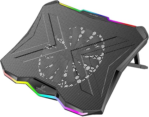 Vertux Dizüstü bilgisayar soğutma standı, sessiz soğutmalı dizüstü bilgisayar pedi, Rainbow LED ışıklı, ayarlanabilir çoklu yükseklik, 2 USB bağlantısı, entegre kontrol ve kaymaz sap, 17 inçe kadar dizüstü bilgisayarlar için - Vertux GLARE