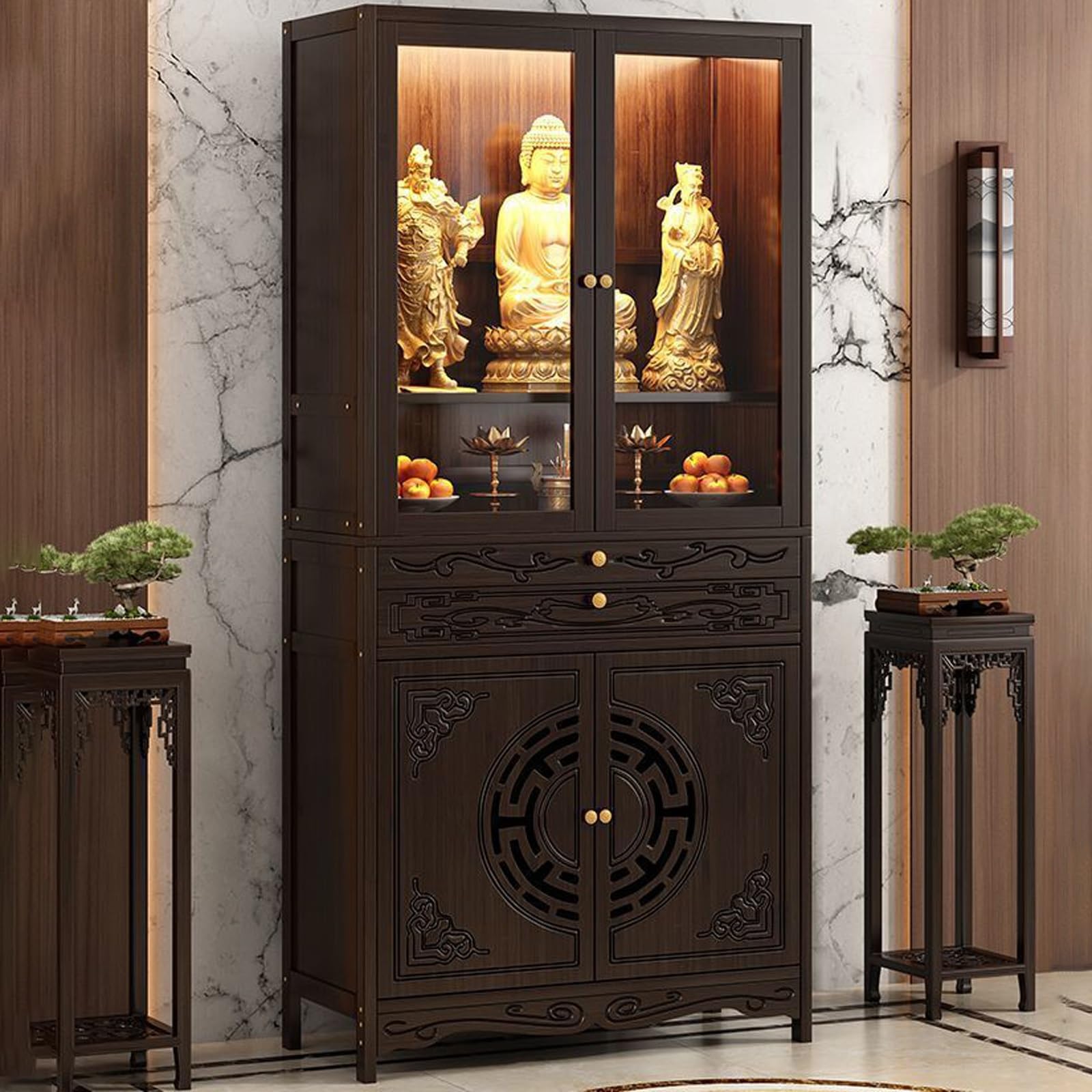 Table d'autel de méditation Avalokitesvara : armoire de prière bouddhiste chinoise pour la maison