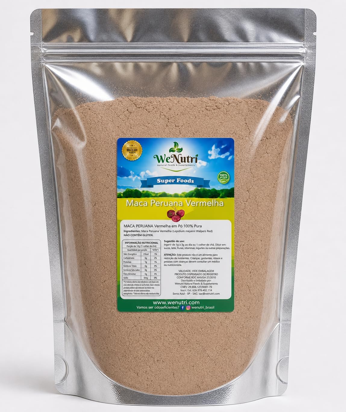 Maca Peruana Pura Vermelha 500g WeNutri