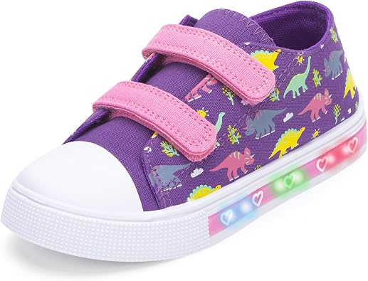 Toddler Light Up Trainers, Easy Fasten Kids Canvas Shoes