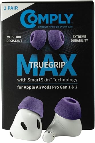 Miniatura 12 de Comply TrueGrip MAX | Almohadillas de espuma viscoelástica de recambio premium para Apple AirPods Pro 1 y 2 | Comodidad duradera, extrema TrueGrip