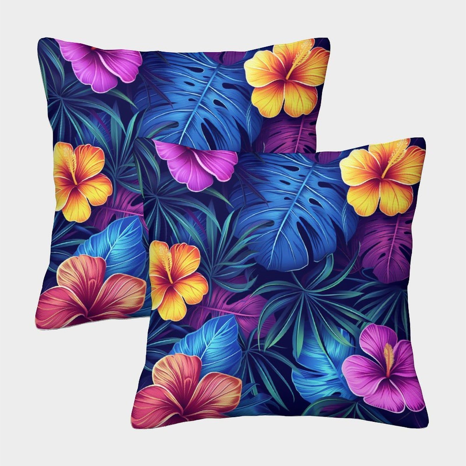kaiyun 2 Pack Tropical Leaves - Flowers Pillow Case Home Decoration Sofa Cushion Cover 50x50cm