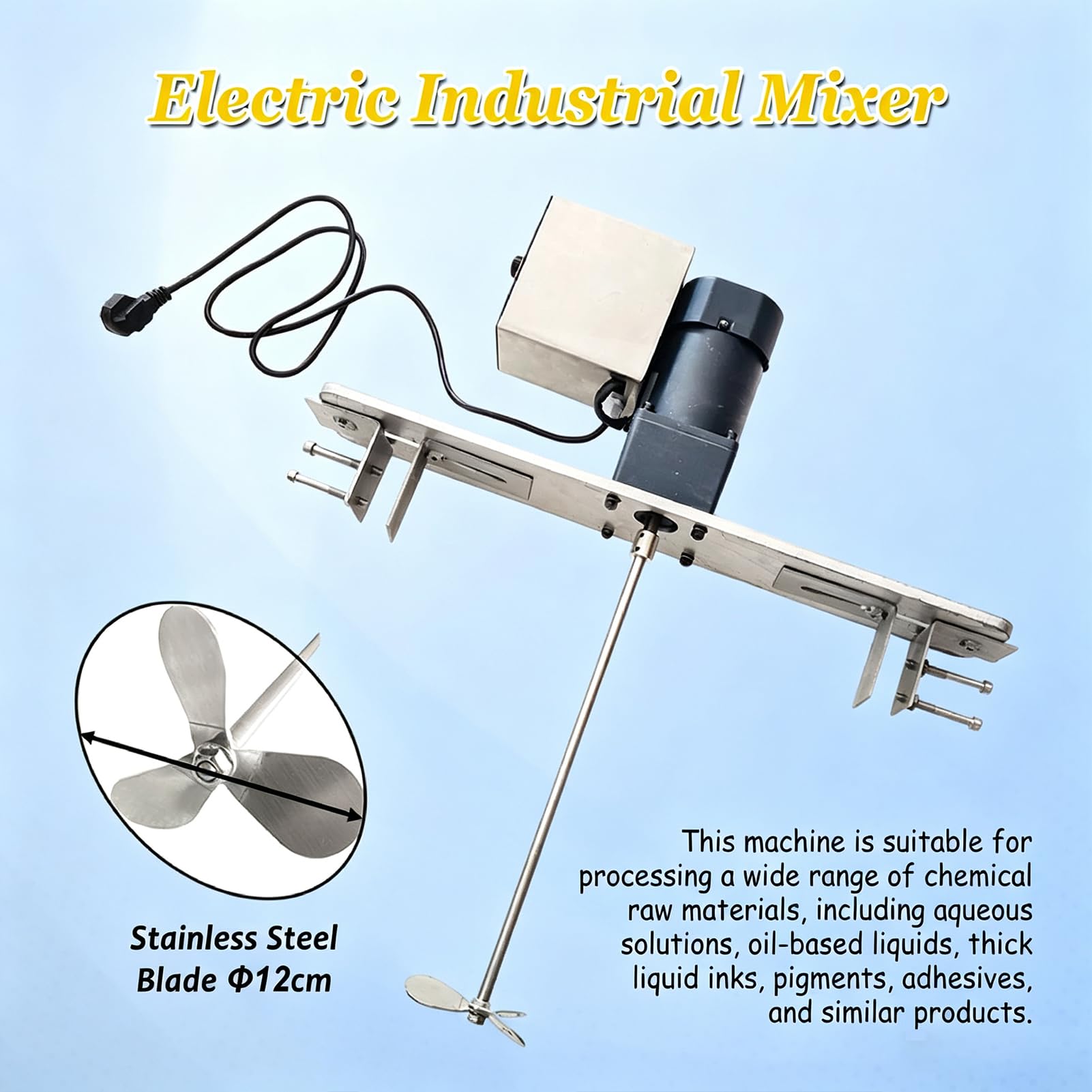 Mezcladora De Pintura Para Ibc De 140 W, Agitador Industrial De 200 Rpm | Mezcladora montada en tanque, varilla ajustable de 42-52 cm, resistente a altas temperaturas, para tintas, recubrimientos y r