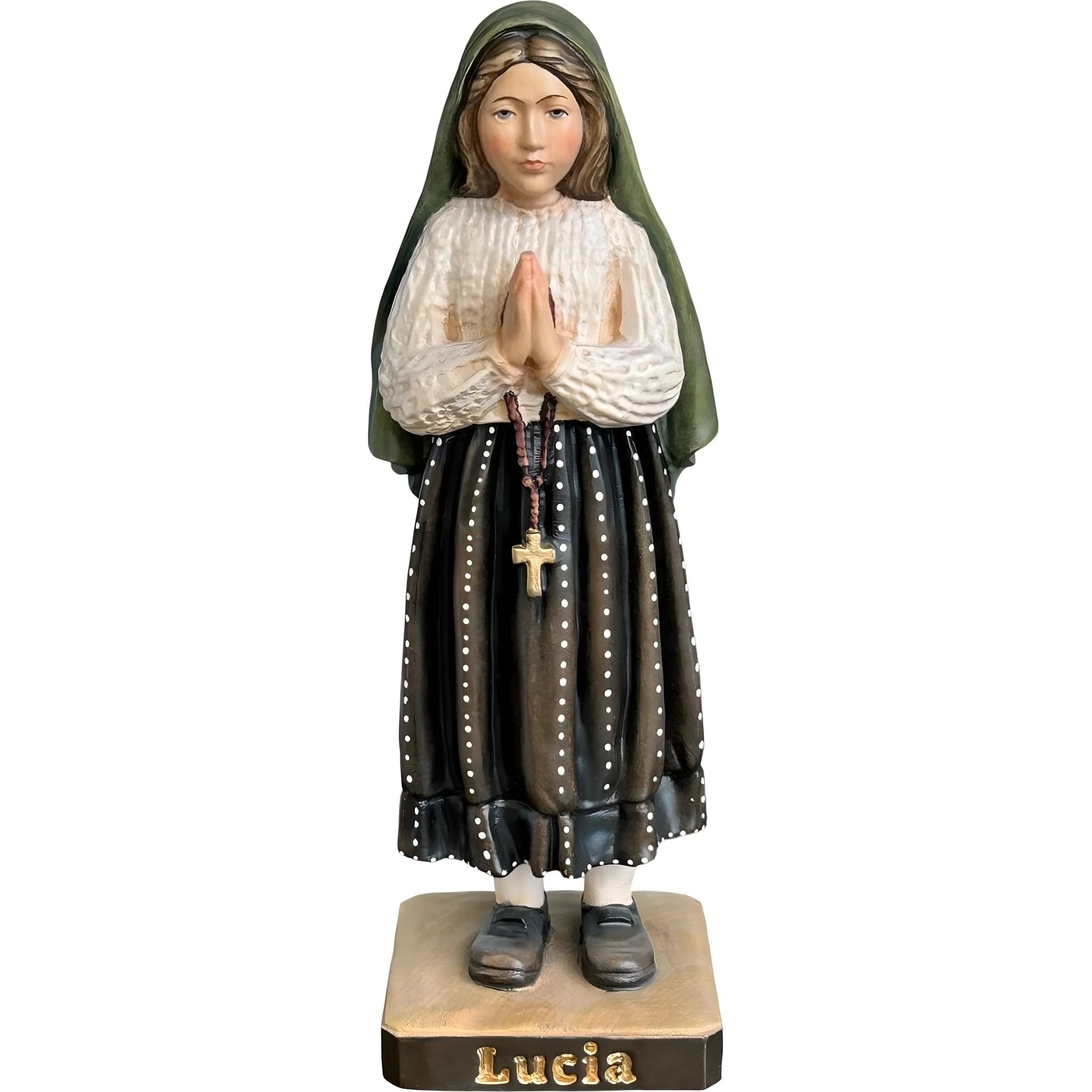 Dolfi | Shepherdess Lucia of Fatima in Wood 60 cm | Natural Wood in Val Gardena | Nativity Figure