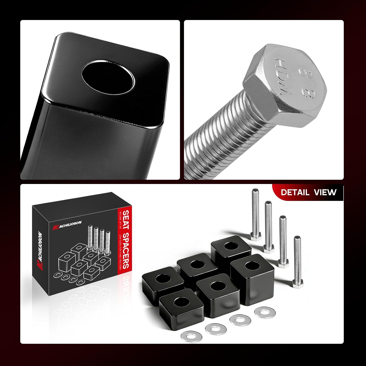 Seat Spacers Recline Lift Kit (3/4"-2.25") for Ford F150 2015+ / Compatible with Ford F250 F350 F450 Super Duty 2017+ - Front & Rear Front Seat Elevation Spacers