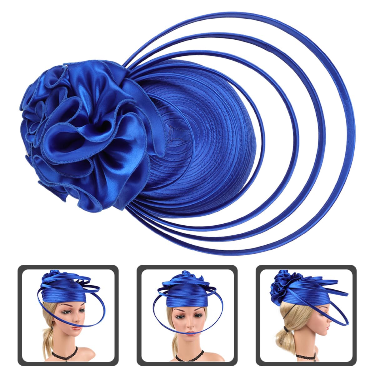 Fascinator Donna Raffinato da Cerimonia Cappello da Sposa Leggero in Poliestere Blu per Banchetti e Party Raffinati Design Sofisticato e Resistente allo Sbiadimento
