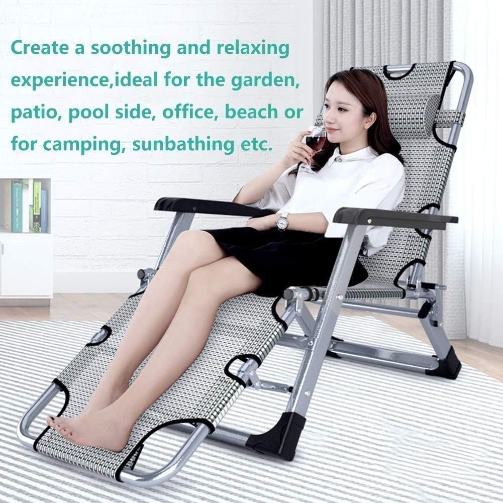 Sun Lounger Garden Chairs Reclining Chairs Patio Reclining Chairs,Oversized Zero Gravity Patio Lounger Chair Camping Portable Chair Support 200kg Sun Lounger Chair (Color : Without Cushions)