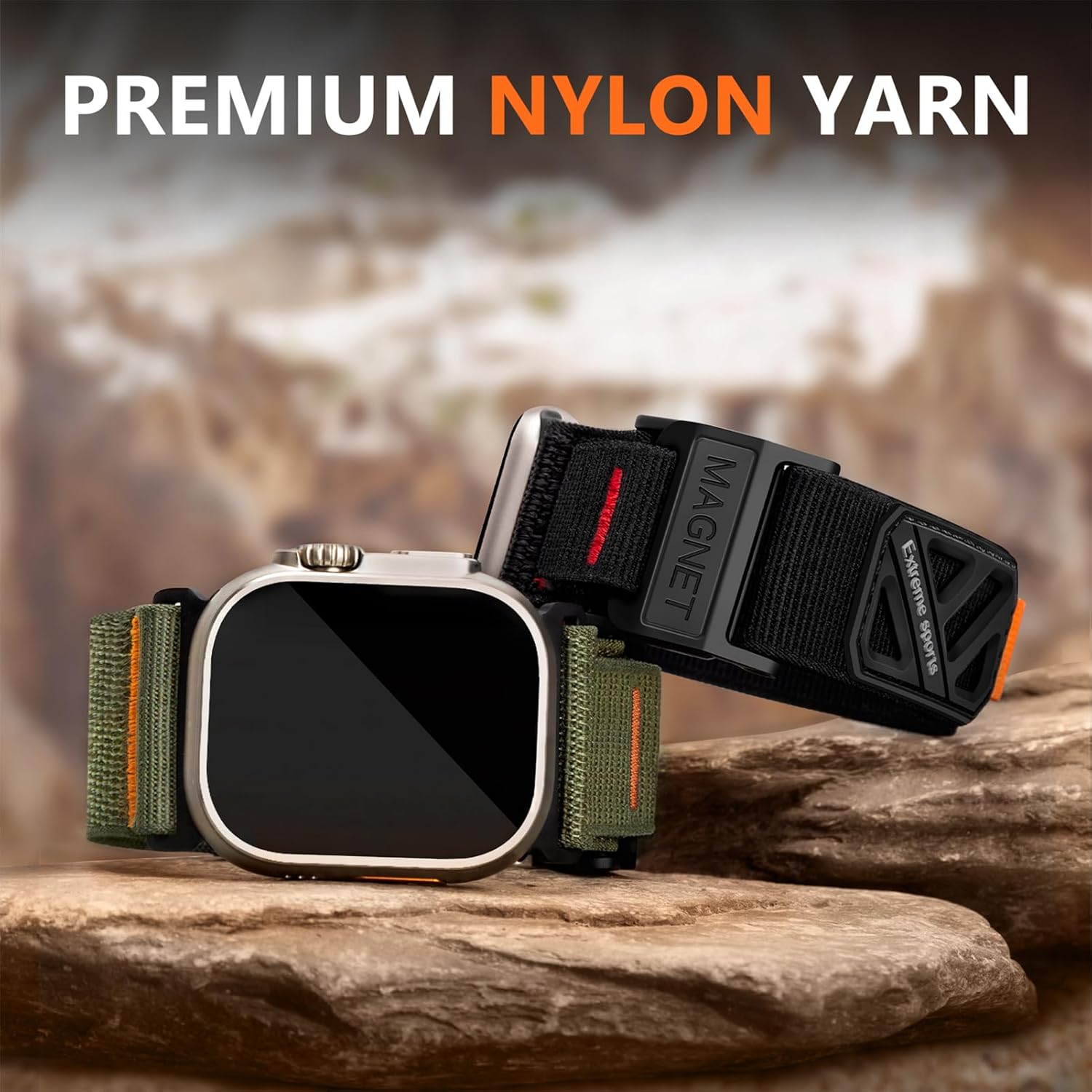 Compatible Apple Watch Ultra Bands for Men, Wide Soft Nylon Sport Loop, Sturdy Magnetic Buckle for iWatch 49mm (Ultra3/2), 46mm (11/10 Series), 45mm (9/8/7), 44mm (SE/2/SE/6/5/4), 42mm (3/2/1) - Image 7