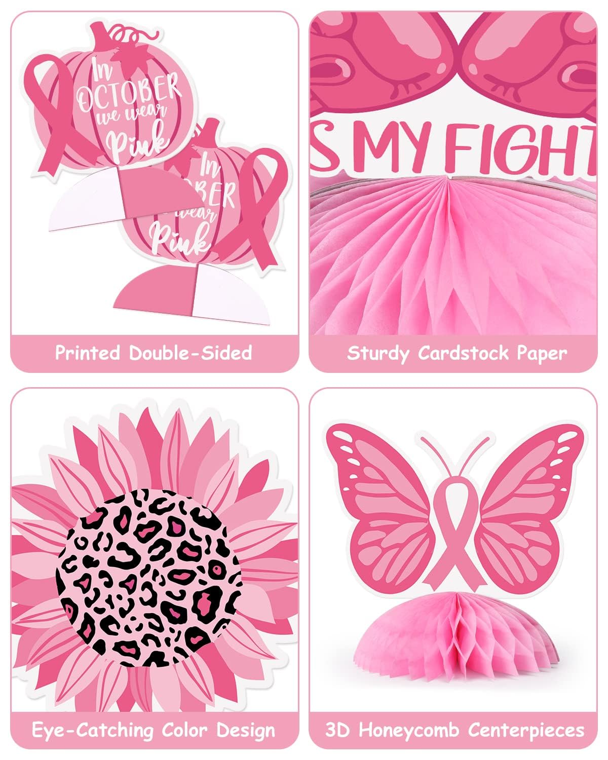 9Pcs Breast Cancer Awareness Honeycomb Centerpiece | Ubuy
