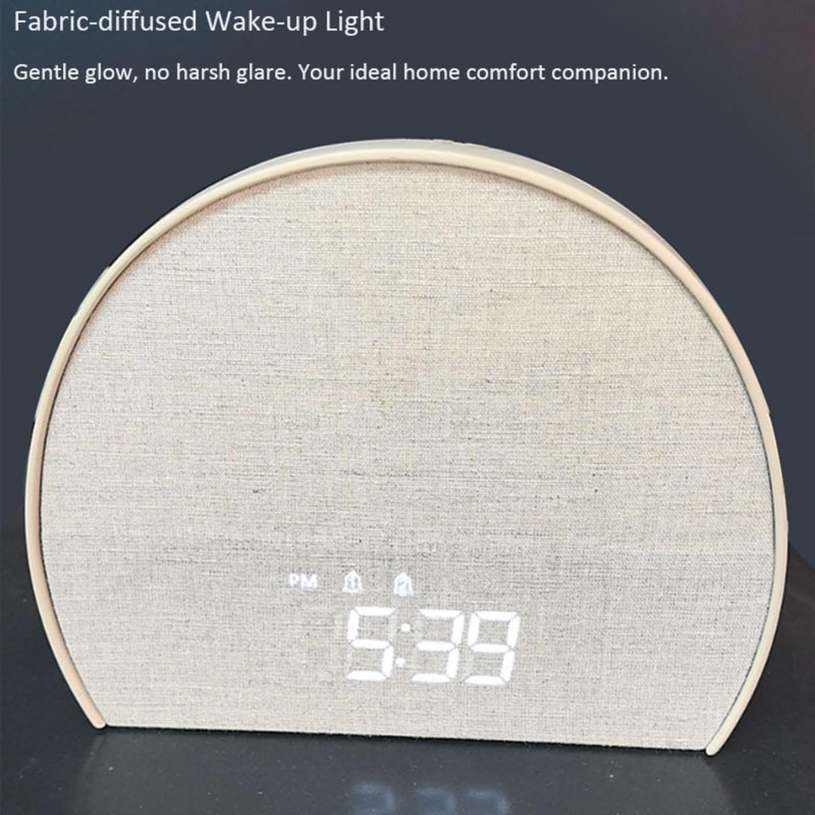 Nachttisch-Wecker aus Stoff mit Dual-Alarm, warmes Nachtlicht, weißes Rauschen und FM-Radio, Schlaf für Begleiter für entspannende Schlafumgebung, 18 x 16 cm