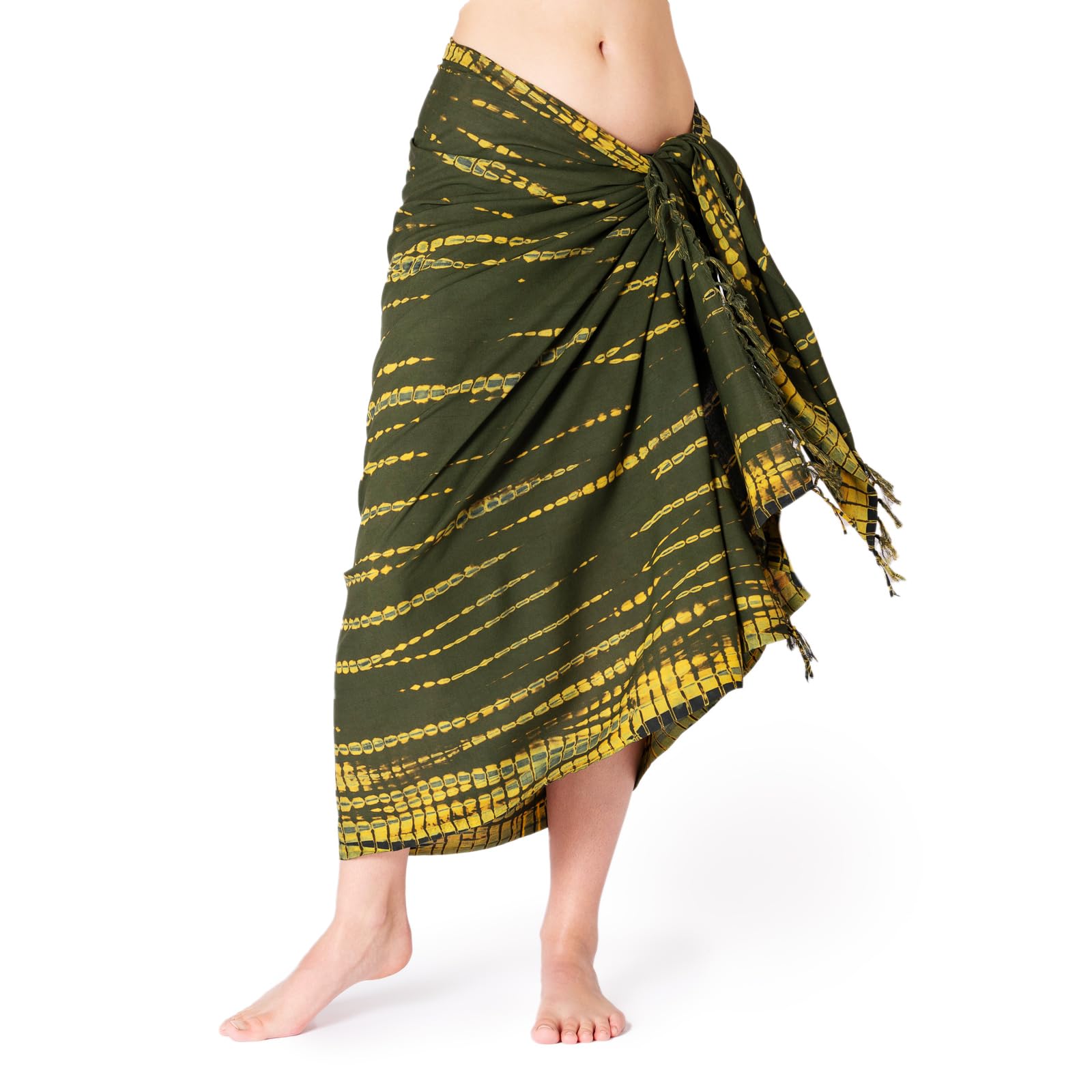 PANASIAM Sarong tiedye style, olive green yellow, 190x116cm