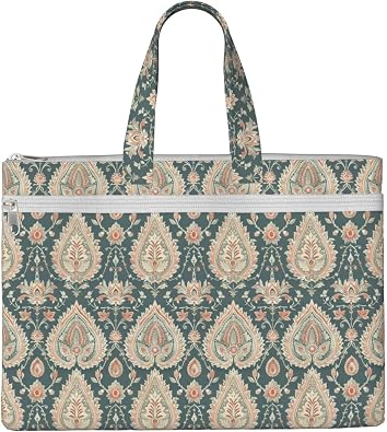 Asian Elements Paisley 2 for Canvas Tote Bag with File Folder Organizer, Heavy Duty Large Capacity Document Office Work Tote for Women, Shoulder Handbag for Teacher Nurse Travel