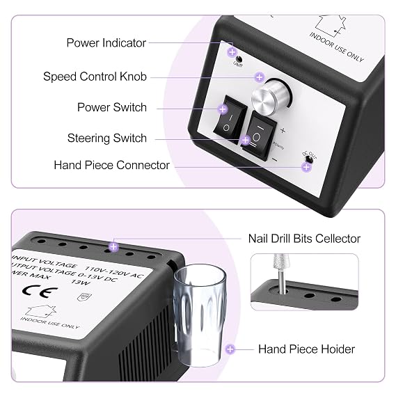 JIASHENG Professional Nail Drill, 20000rpm Electric Nail Drill Machine
