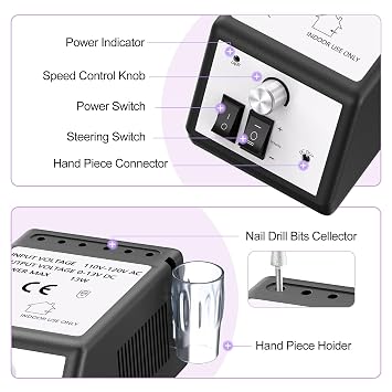 JIASHENG Professional Nail Drill, 20000rpm Electric Nail Drill Machine
