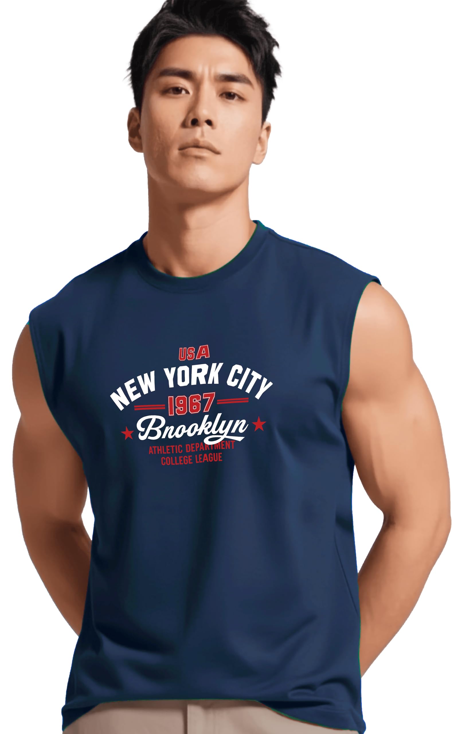 JUARI BE A GENTLEMAN Men's Sleeveless Tank Top–Premium Cotton Blend Muscle Fit Gym Vest |Casual Summer Workout Shirt (in