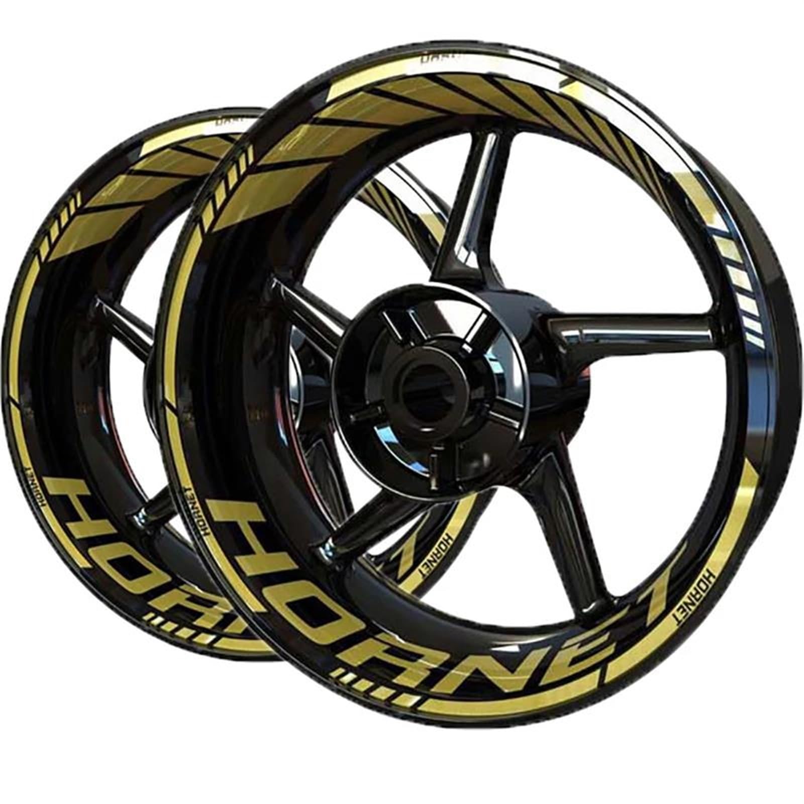 Autocollants moto Autocollant De Roue, Jante, Logo Avant Et Arrière Pour Pour HORNET(Mattle gold)
