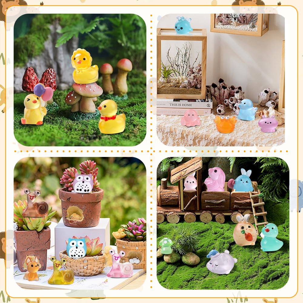 XIMISHOP 206PCS Mini Luminous Resin Animals,Little Tiny Resin Animals Miniature Mini Little Small Plastic Animals Figures Glow in the Dark for Micro Landscape Fairy Garden Aquarium Dollhouse Decor - Image 3