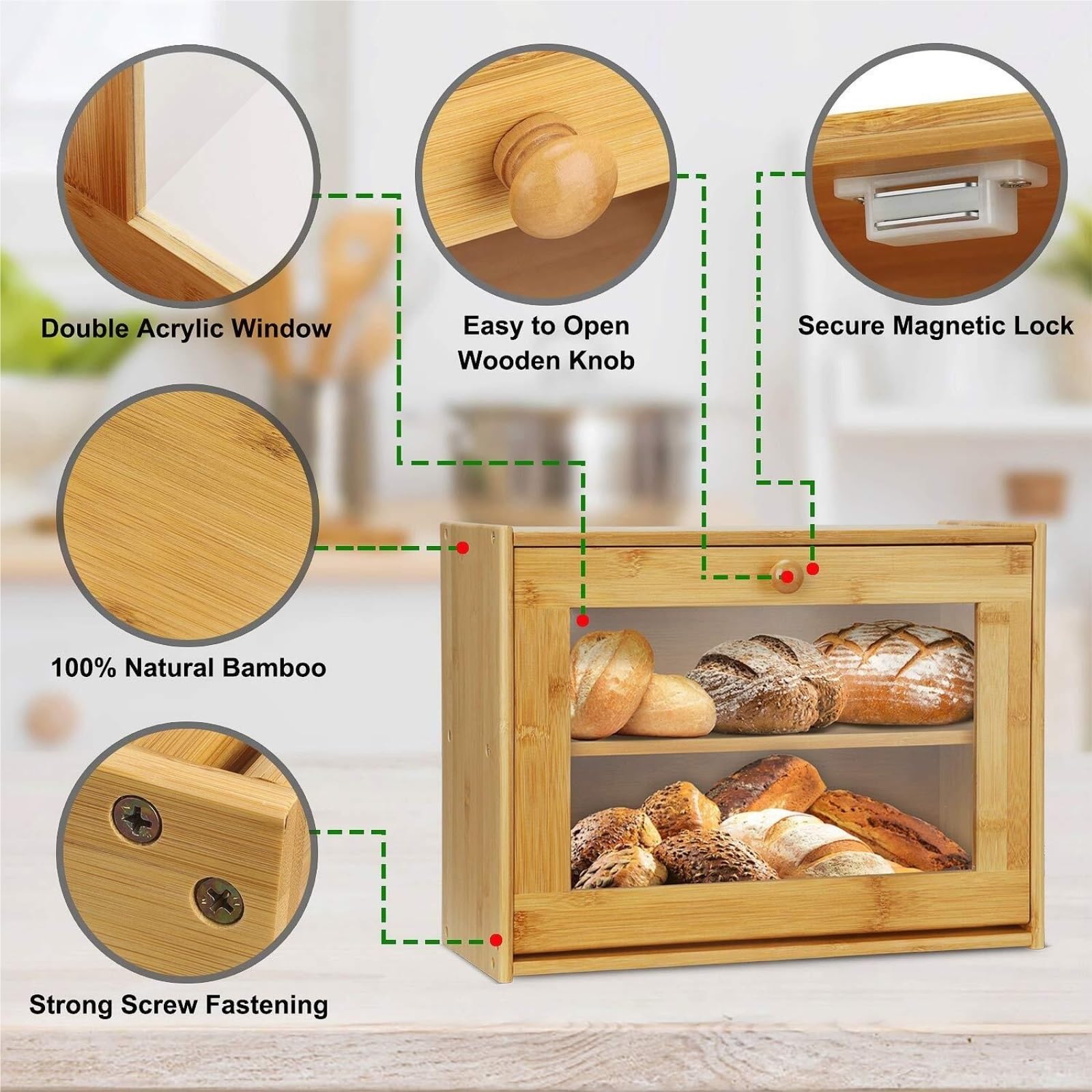 Scatola per il pane per bancone della cucina