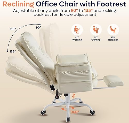 Miniatura 3 de Bestier Silla cruzada con reposapiés, silla de oficina con patas cruzadas con brazos abatibles y asiento ancho, computadora ergonómica ejecutiva