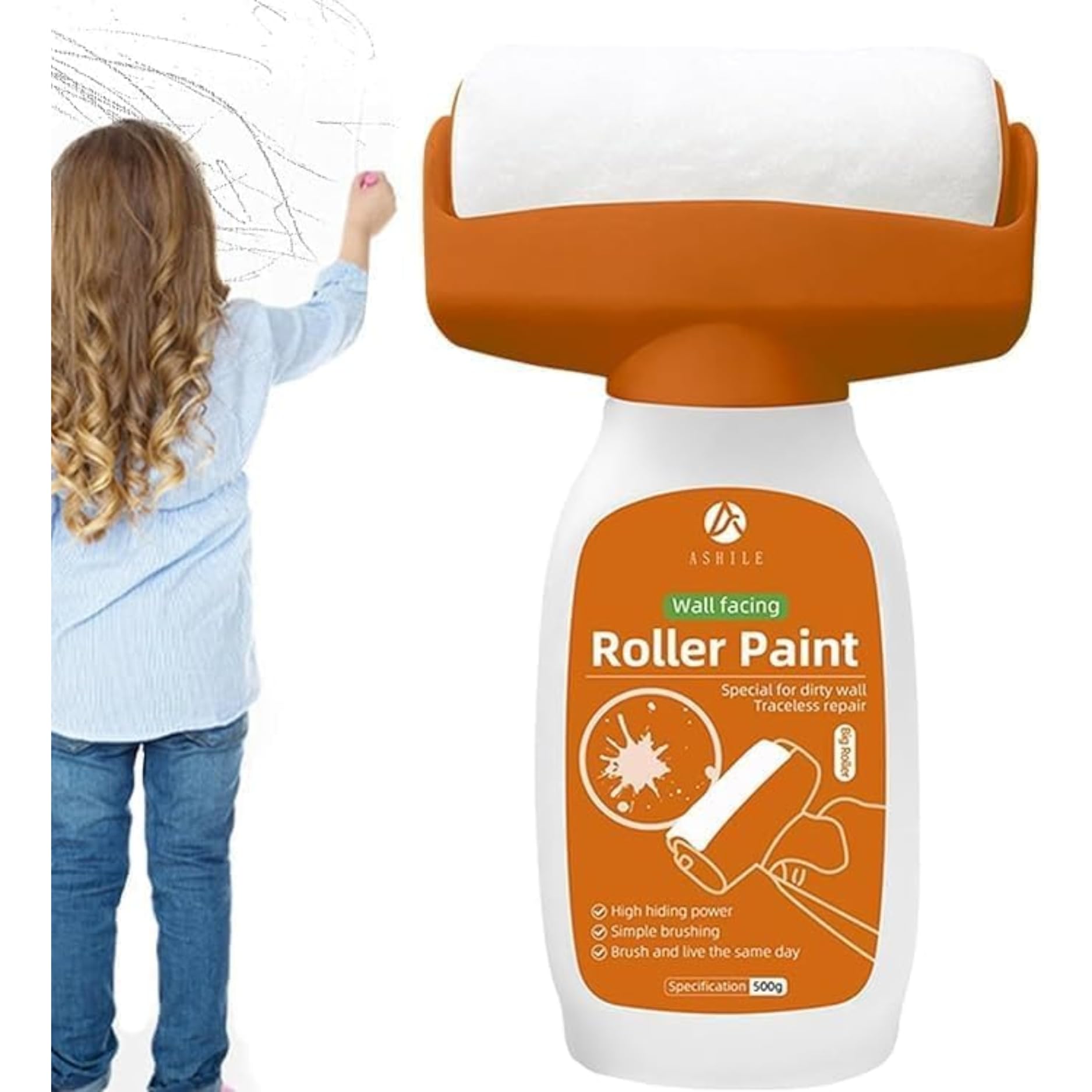 A4SHOP Wall Repair Paint Roller – Multipurpose Household DIY Renovation Tool for Water-Based Latex Paint | Seamless Crack Repair Roller for Walls | Ceilings – Easy to Use Cleaning | Paint Tool (White)