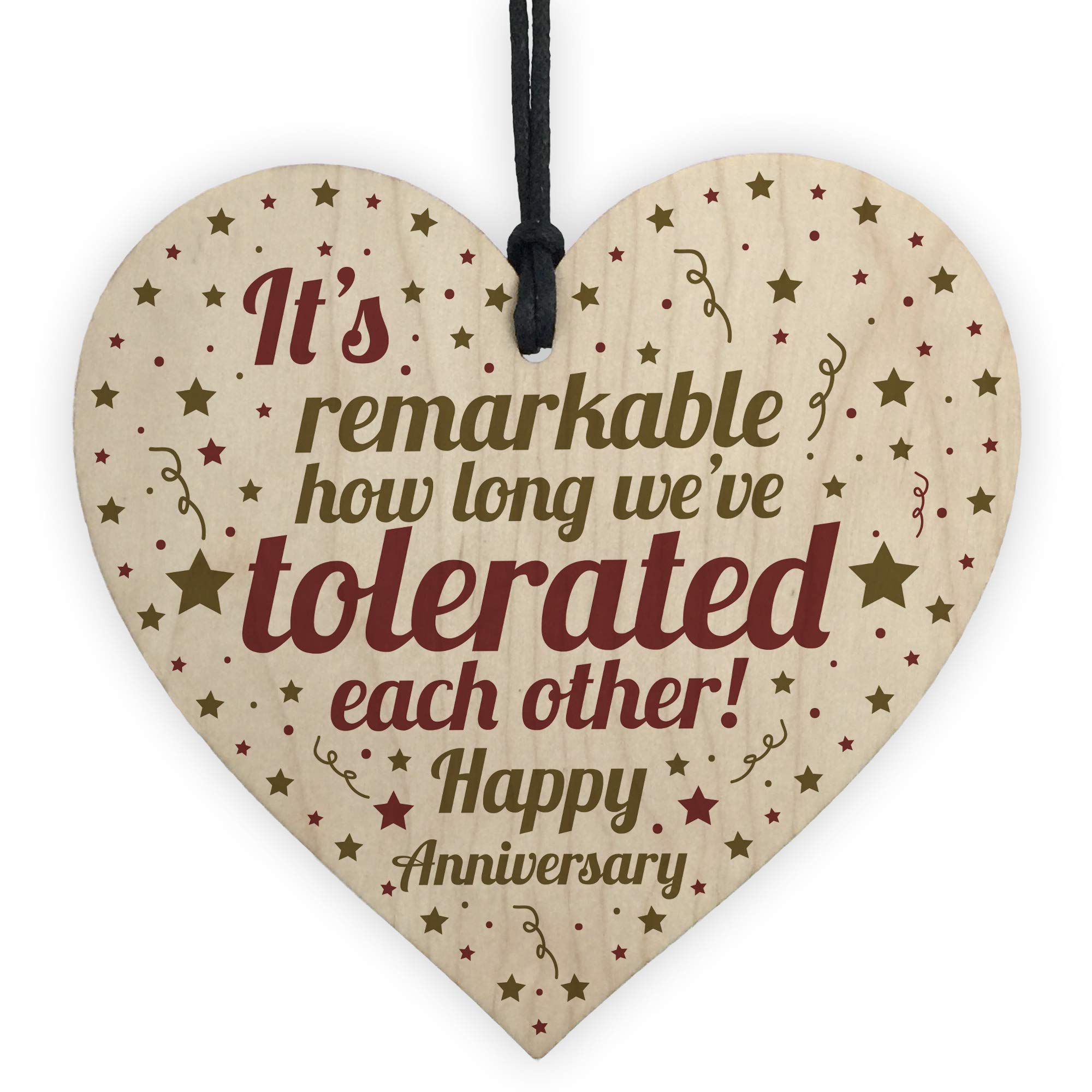 Red Ocean Funny For Husband Wife Wooden Heart Anniversary For Boyfriend Girlfriend