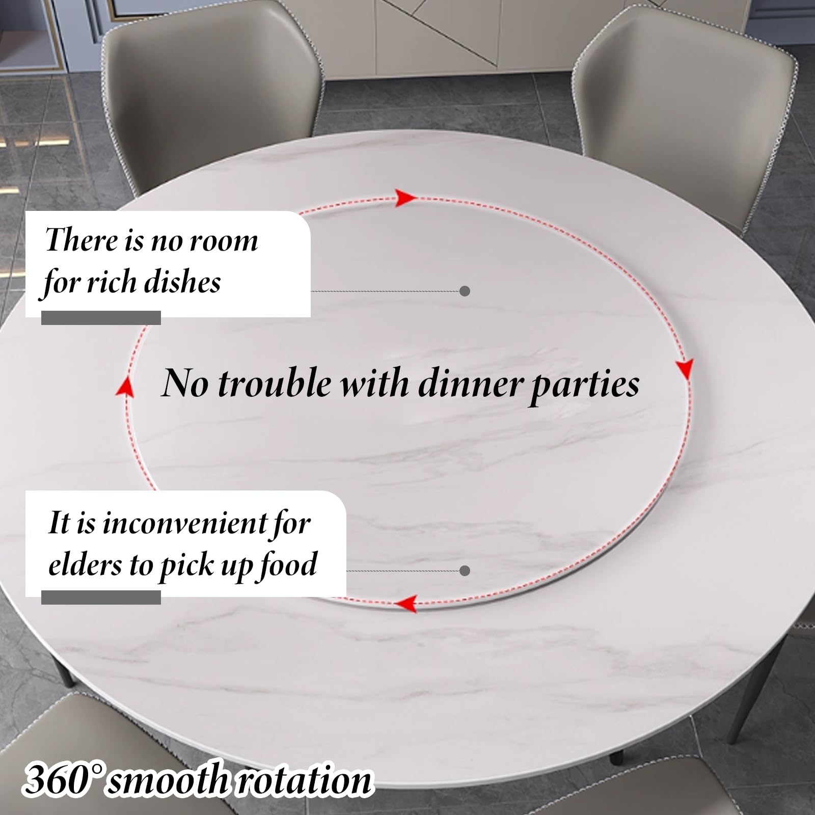 Taca obrotowa o fakturze marmuru - 50 cm stół obrotowy drewniany imitacja marmuru Lazy Susan do domu i hotelu duża okrągła taca do serwowania, elegancki wystrój kuchni