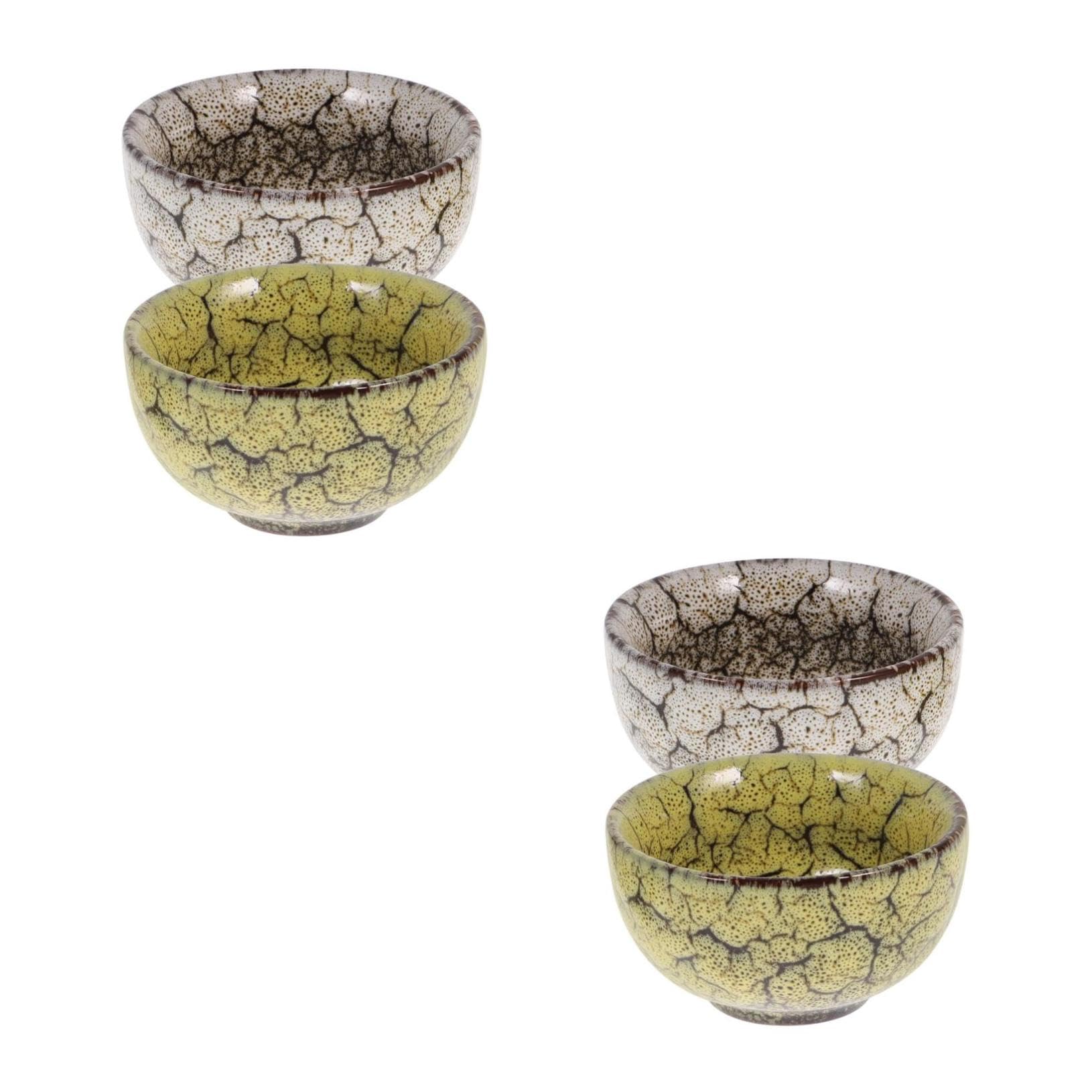 Tazas de cerámica Kung Fu PRETYZOOM retro para té Oolong y Puerh, juego decorativo de 4 piezas