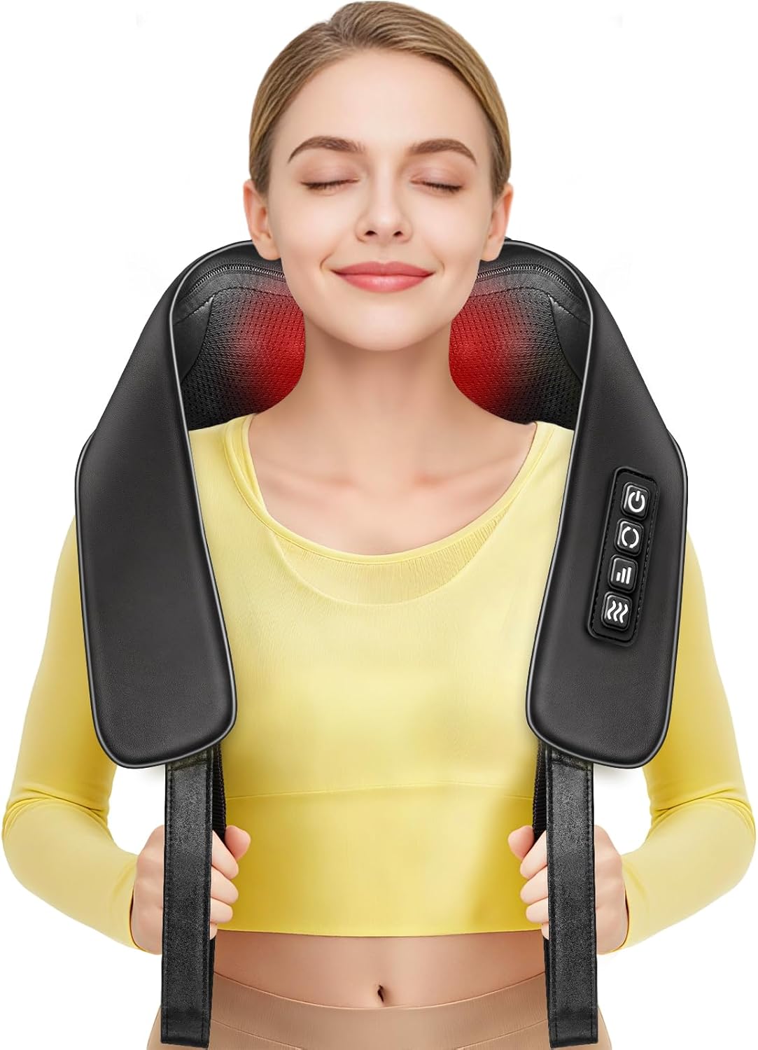 TISSCARE Shiatsu Neck Massager with Heat for Pain Relief, Deep Tissue 3D Kneading Electric Back Massager for Shoulder, Leg, Plug-in for Home, Office, Car, Ideal Gift for Women Men Mom Dad Black