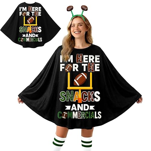 Football Costume Adult Women Men Funny Sport Football Poncho Cape