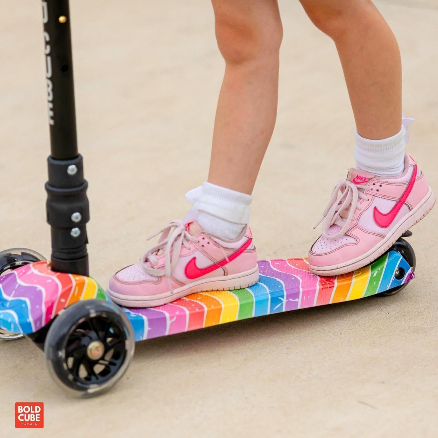 Big Fold | Three Wheel Scooter for Children Ages 5-10 Years | LED Wheels with Flashing Lights | Height Adjustable 65 to 89 cm | Rear Reflectors