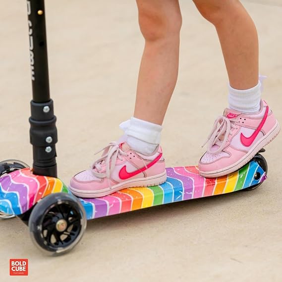 BOLDCUBE Big Fold | Three Wheel Scooter for Children Ages 5-10 Years | LED Wheels with Flashing Lights | Height Adjustable 65 to 89 cm | Rear Reflectors