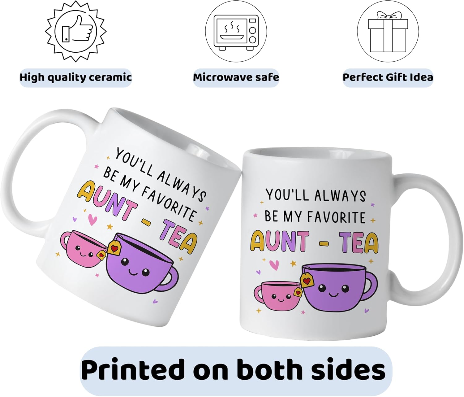 Gifts For Aunt, Auntie My Favorite Aunt-tea Gift, Funny Best Aunty Mug - Perfect Birthday, Christmas Gifts For Auntie From Niece, Nephew - Image 4