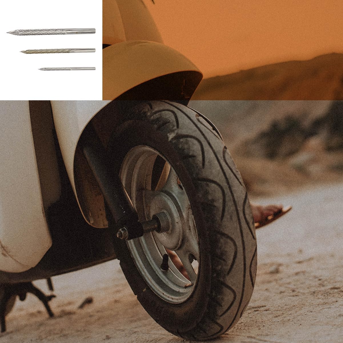 ibasenice 3sets Car Tire Repair Tool Metal Reamer Bit Tire Buffer Drill Bit Automotive Tool Kit