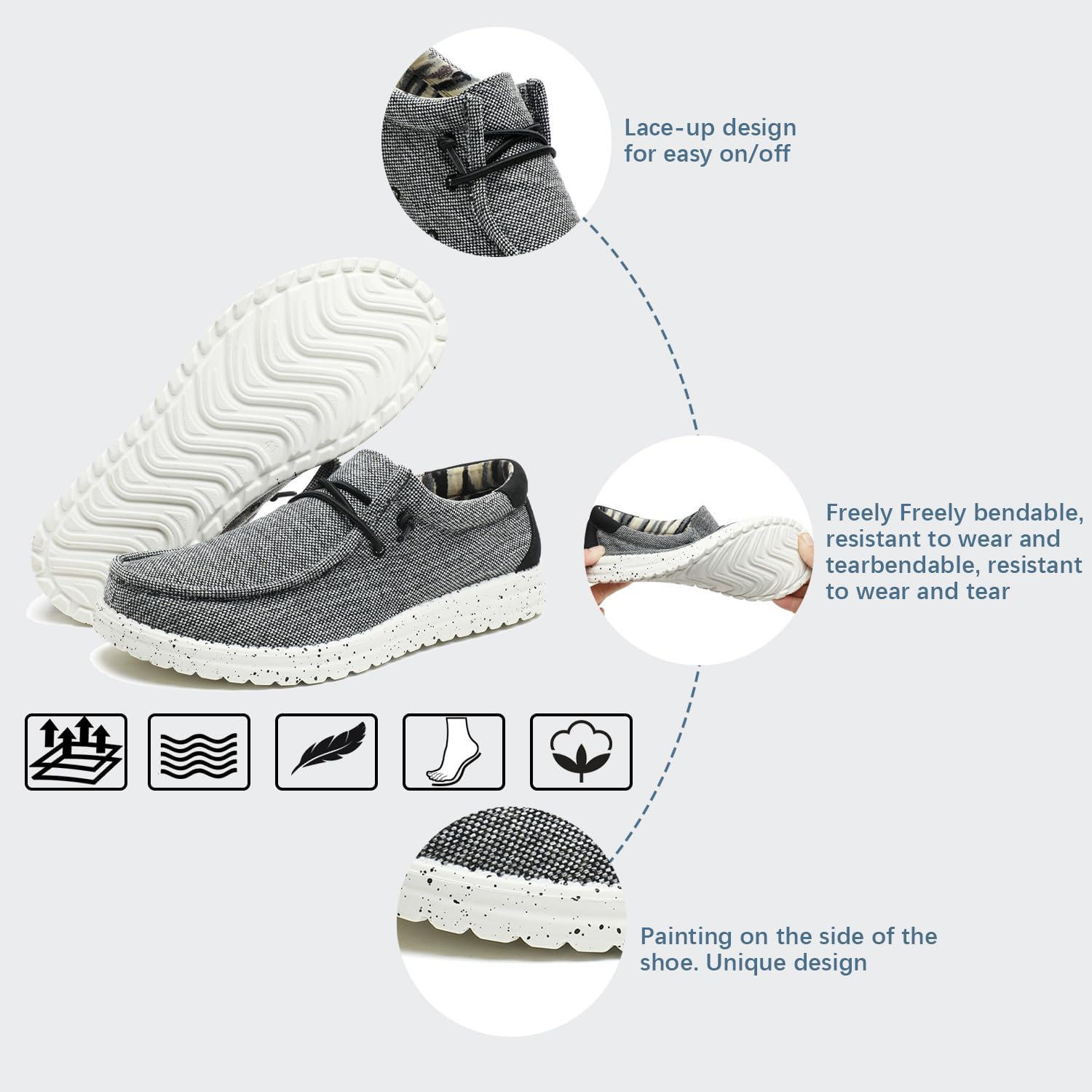 JSWEI Men's Machine-Washable Summer Loafers Lace Up Casual Slip-On Shoes Lightweight Comfortable Soft Sole WalkingTraveling, Beach, Gifts for Men Shoes Loafers Stretch - Image 4