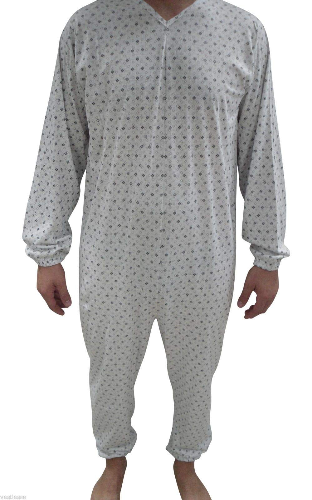 MADE IN ITALY Saggio Tutone Pigiama Intero Anziano Unisex Mezza Stagione