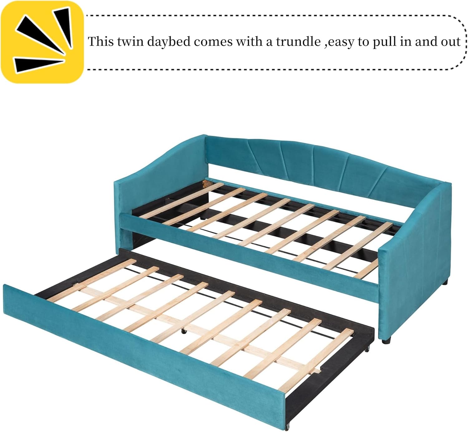 Daybed frame without trundle, showing slat support