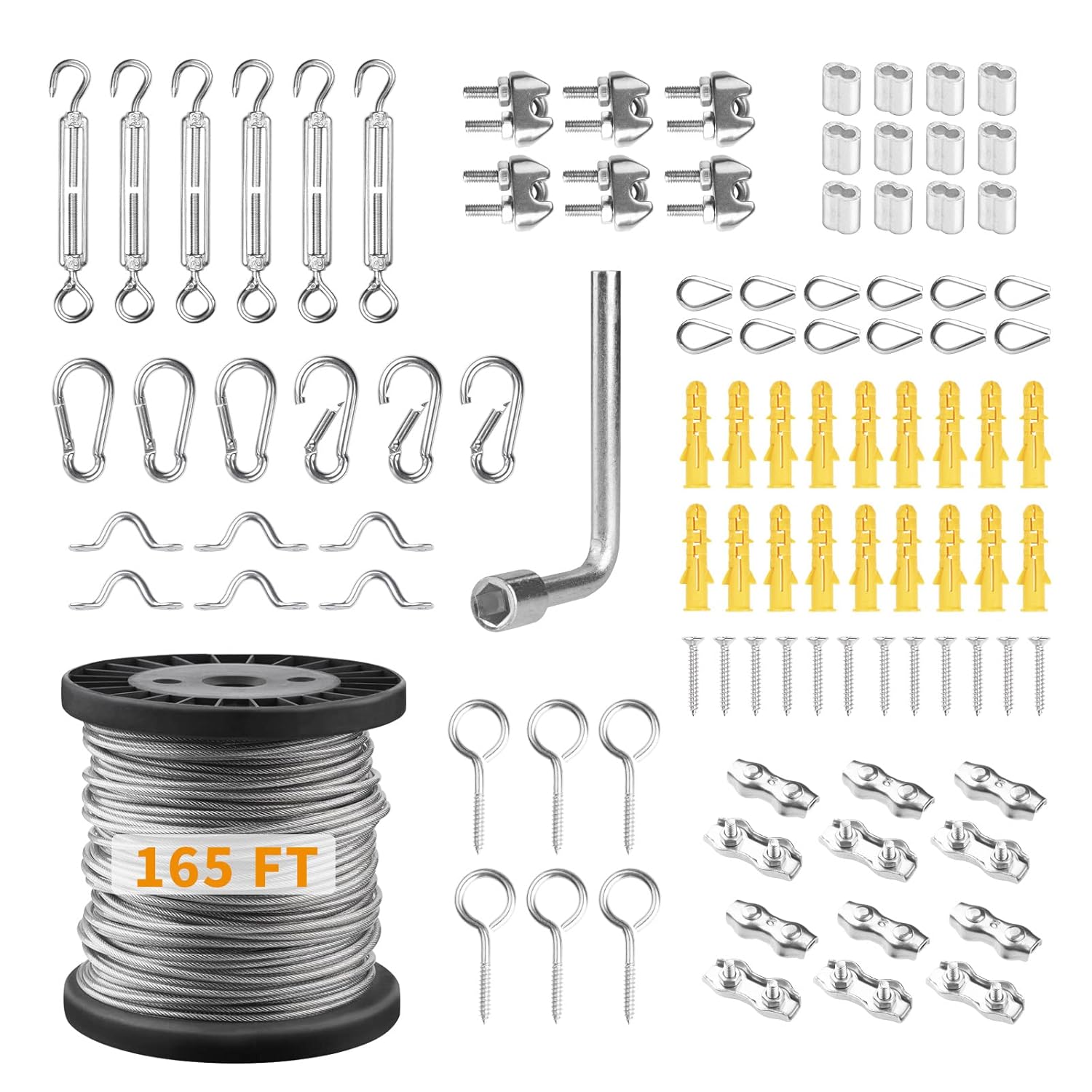 165FT 1/16 Vinyl Coated Wire Rope Kit, 304 Stainless Steel