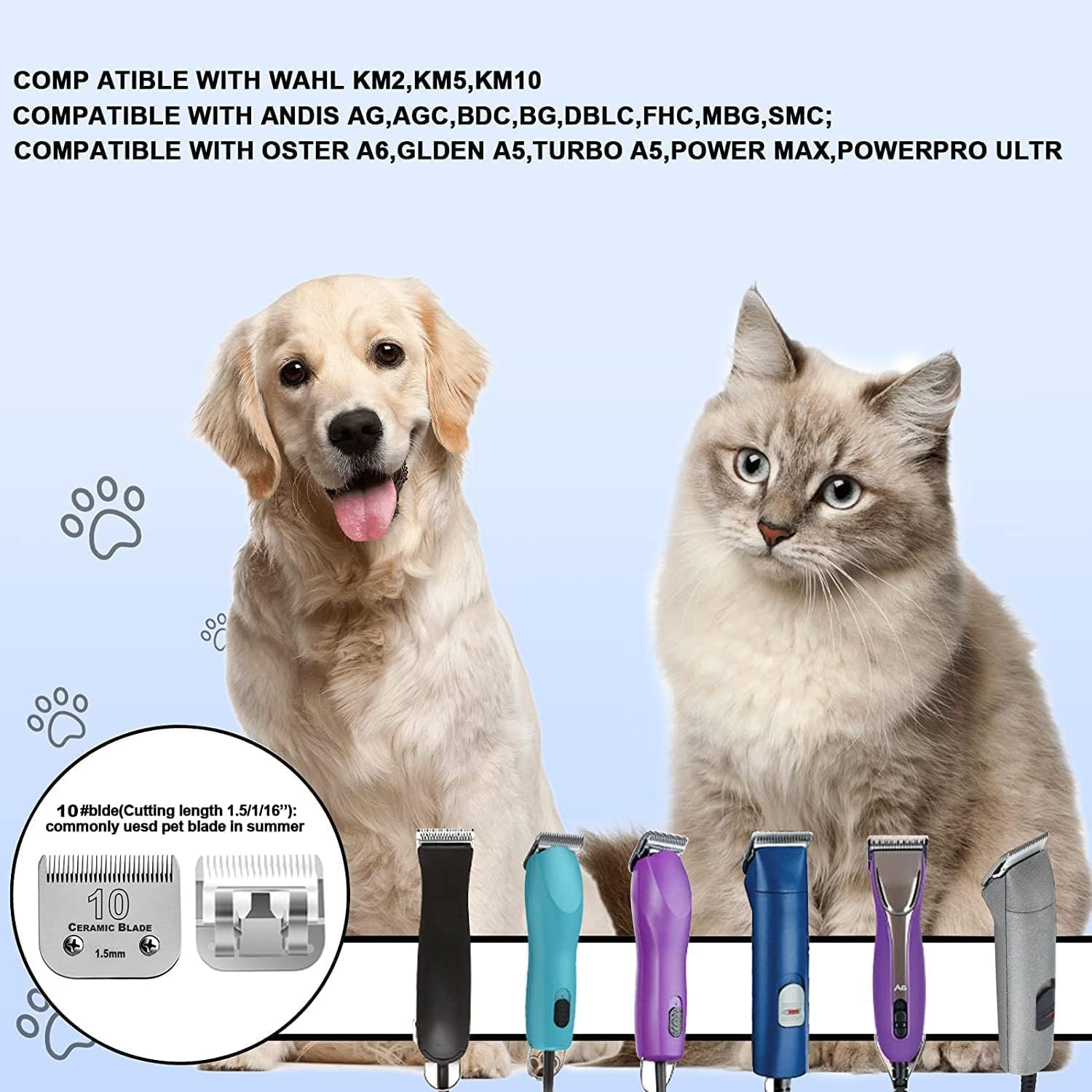 Dog Grooming Replacement Blades Compatible with Andis, Oster, and Wahl Clippers (10), Silver - Image 4