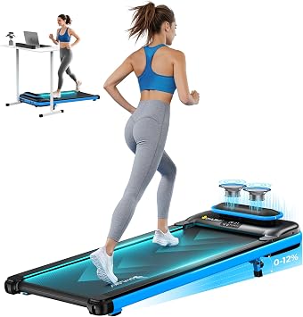 OWLSKY Walking Pad & App, 2 in 1 Under Desk Treadmill for Home & Office, 2.5 HP Quiet Mini Treadmill Max 250 lbs with Remote Control & LED Display, Compact Tapis Roulant Blue