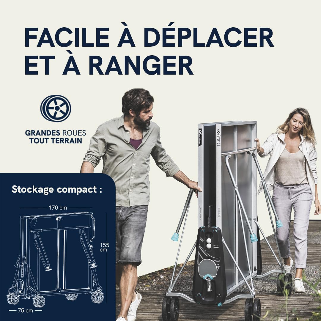 Cornilleau - Table de ping-Pong d'extérieur 100X Outdoor - Loisir de Jardin - Agrément FFTT - Bleu ou Gris