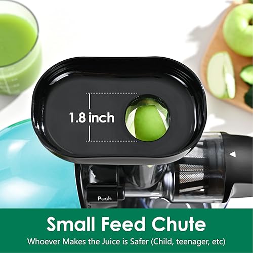Miniatura 8 de Exprimidor de masticación lenta, exprimidor de prensa fría Brecious con 2 modos de velocidad y motor silencioso, exprimidor de verduras y frutas con
