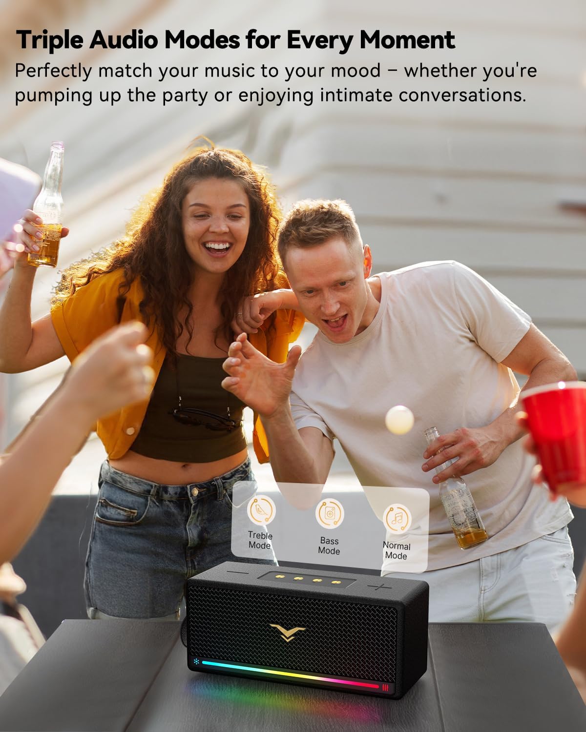 Bluetooth Speaker, StageSound Retro Speaker Wireless, Portable Loud Speaker with Bass Boost, 80W, IP67 Waterproof, LED Lights, TWS Pairing, 12H Playtime, TF/AUX/USB Play for Party, Home, Outdoor, Gift - Image 3