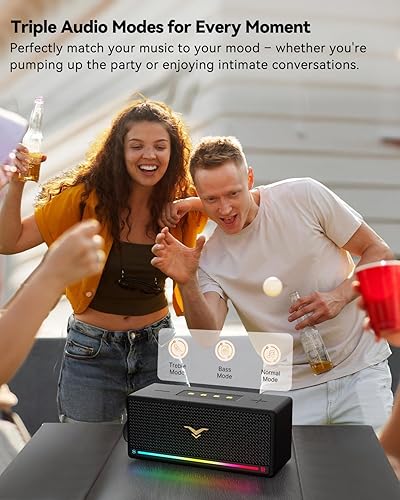 Miniatura 3 de Altavoz Bluetooth, altavoces retro StageSound Bluetooth inalámbricos, altavoz portátil con refuerzo de graves, impermeable IP67, luces LED,