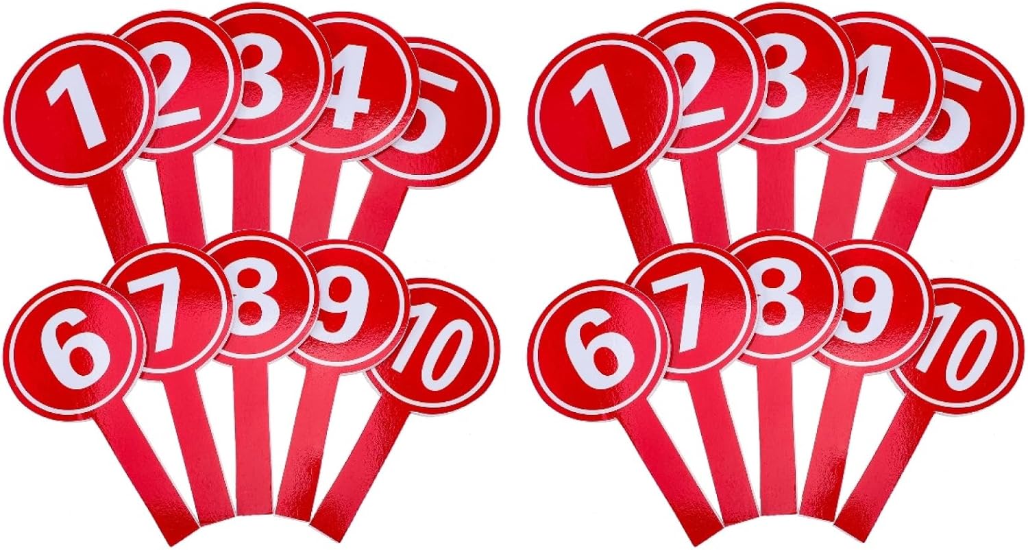 Amosfun Handheld Scoring Paddles 7.67 Inch Foam Handle Score Cards 1-10 Numbers for Sports Games Judging Voting Multipurpose 20-Pack
